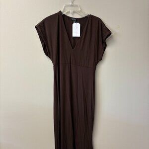 FORE Chocolate Cap sleeve maxi dress